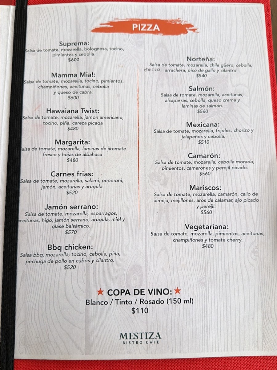 Mestiza Bistro Café Menu - Image 1