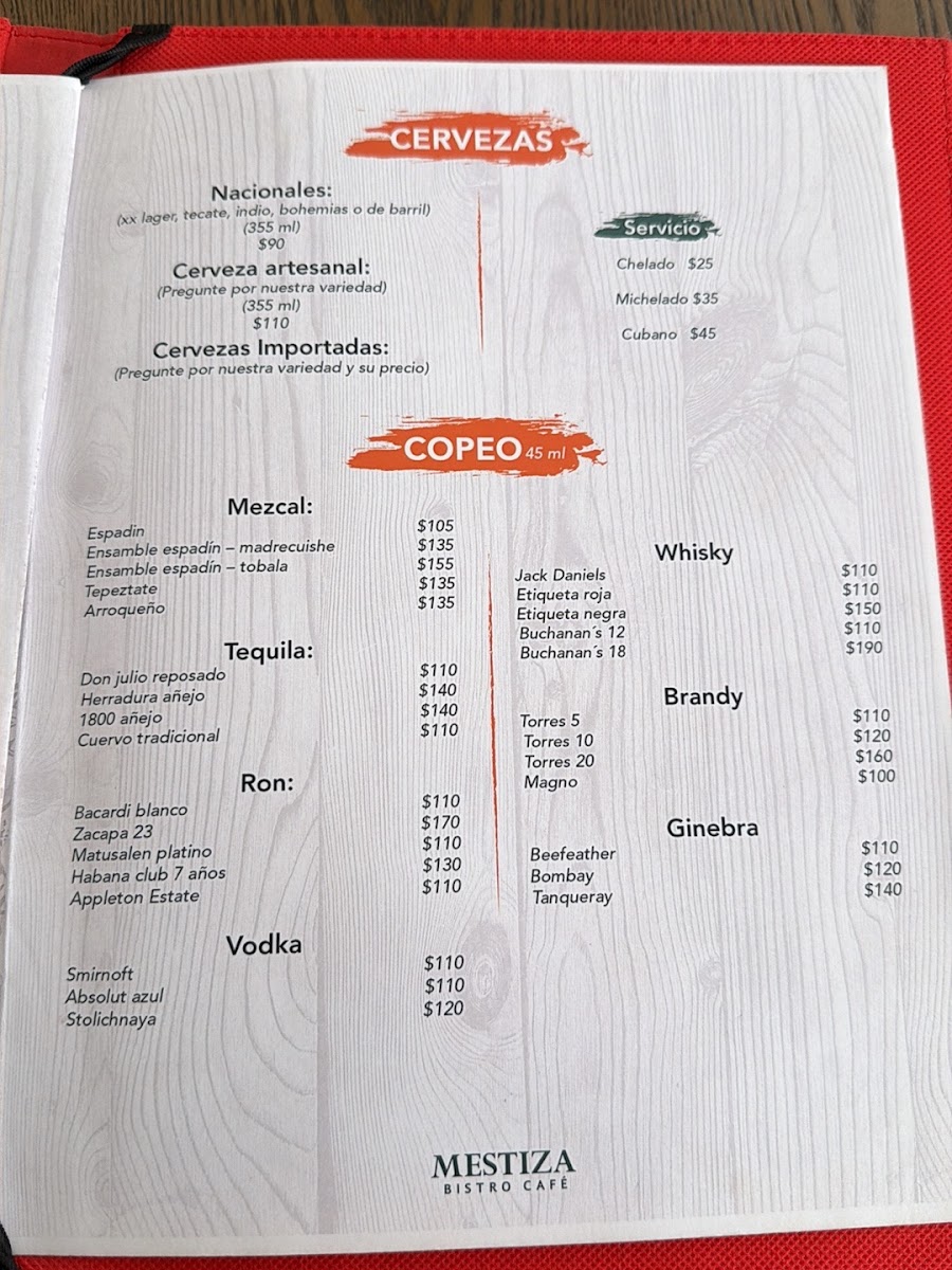 Mestiza Bistro Café Menu - Image 2