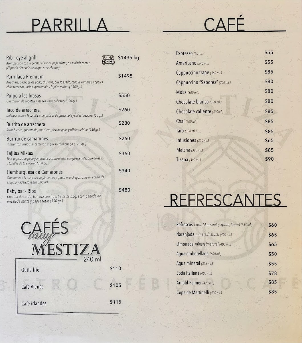 Mestiza Bistro Café Menu - Image 5